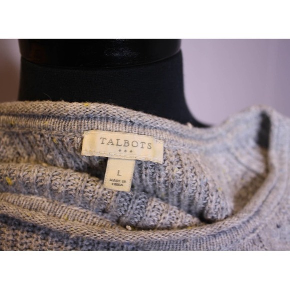 Talbots Pullover Sweater Gray Flecked Scoop Neck Oversized Raglan Sleeves M - Picture 3 of 3